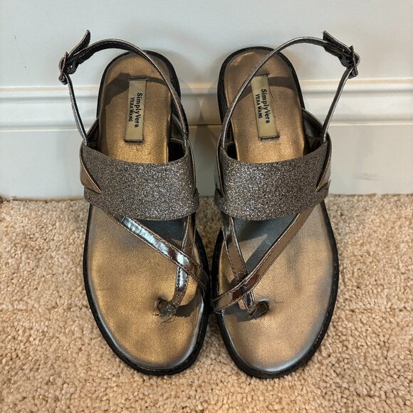 Simply Vera Vera Wang Shoes - Simply Vera Wang Sparkle Silver Buckle Sandal Shoe Size 6.5